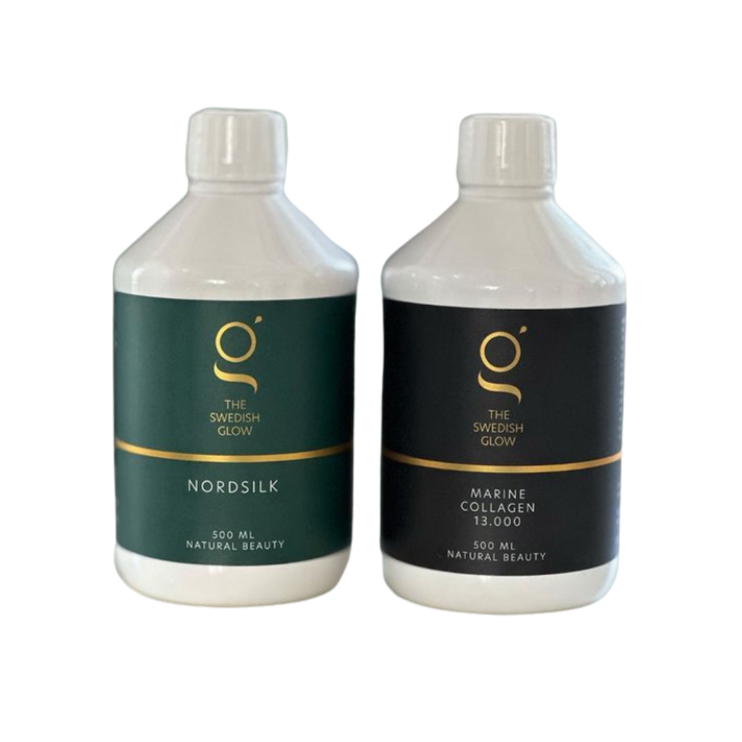 Vloeibare collageenkuur van The Swedish Glow – marine collageen en nordsilk voor stevige huid en glanzend haar