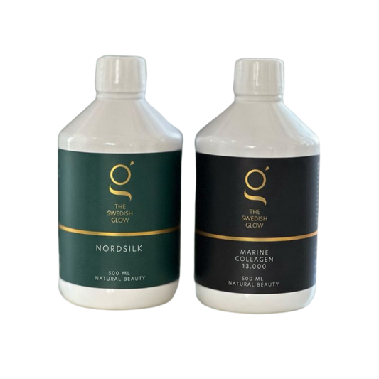 Vloeibare collageenkuur van The Swedish Glow – marine collageen en nordsilk voor stevige huid en glanzend haar