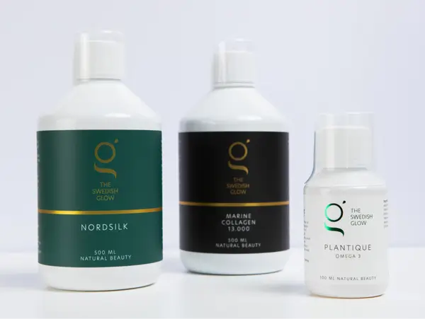 Premium vloeibare schoonheidskuur van The Swedish Glow – collageen, nordsilk en omega 3 voor stralende huid