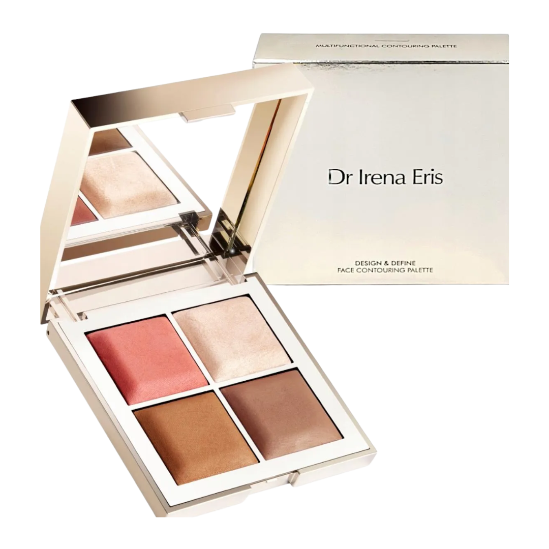 Contourpalette van Dr Irena Eris – accentueert gelaatstrekken met zachte tinten- binnenkant en buitenkant palet
