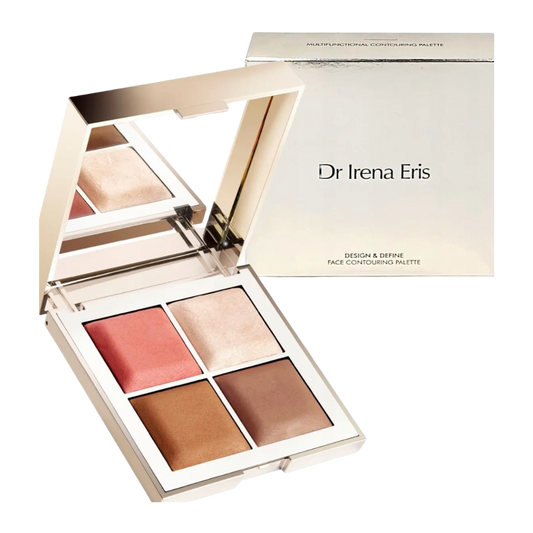 Contourpalette van Dr Irena Eris – accentueert gelaatstrekken met zachte tinten- binnenkant en buitenkant palet