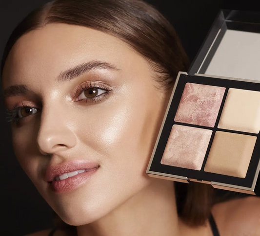 Make-up palette van Dr Irena Eris voor gezicht en ogen – glans en kleur in één - voorbeeld vrouw hoe gebruiken
