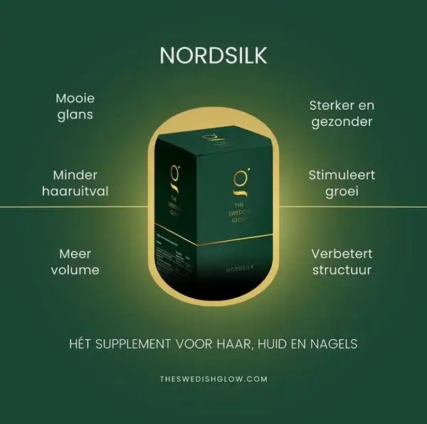 Nordsilk supplement van The Swedish Glow – ondersteunt haargroei en huidelasticiteit - alle voordelen opgesomd