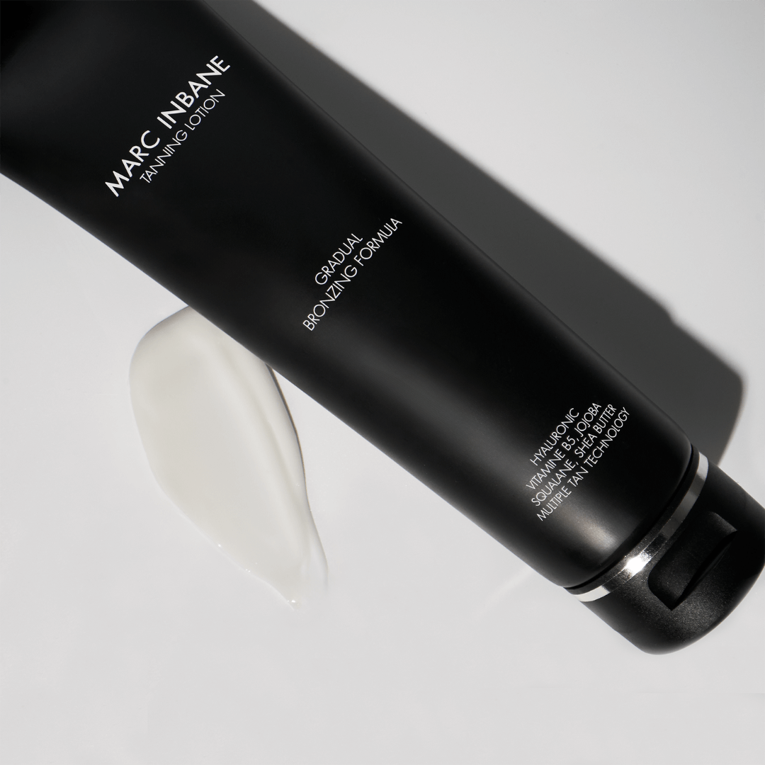 marc inbane tanningslotion met witte achtergrond en structuur crème