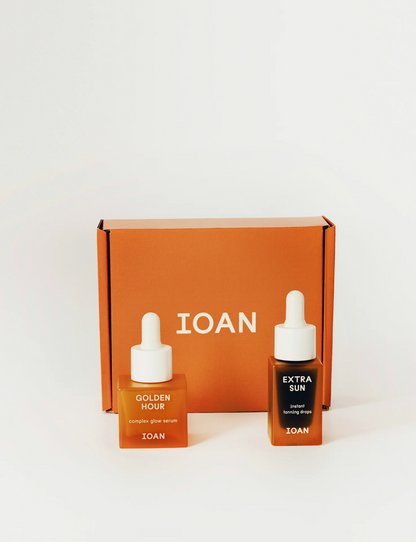 IOAN BRONZED GLOW BOX: Golden Hour serum + Extra Sun tanning drops