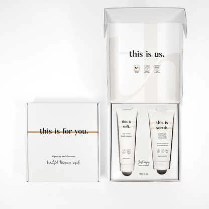 THIS IS US giftset - bodyscrub en bodycrème